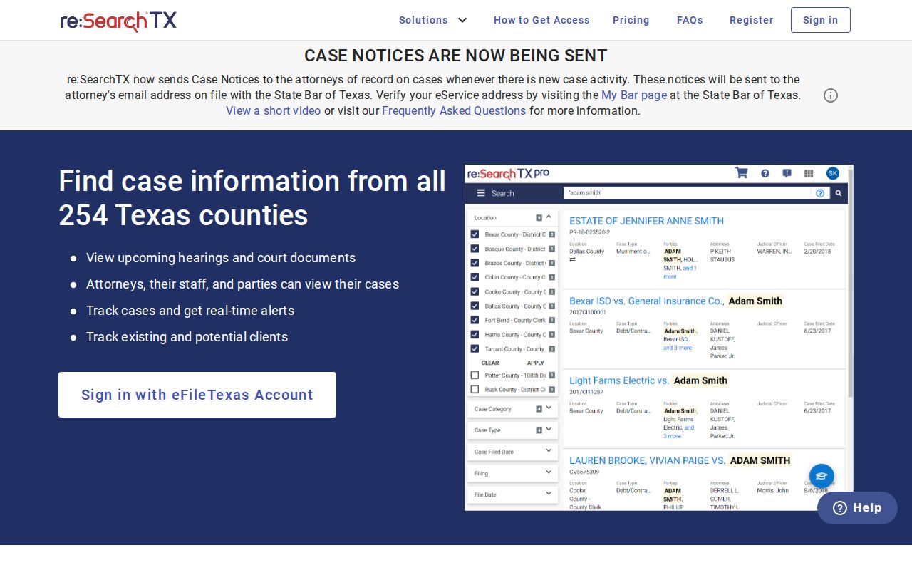 Lynn County case lookup reSearchTX sign in and registration