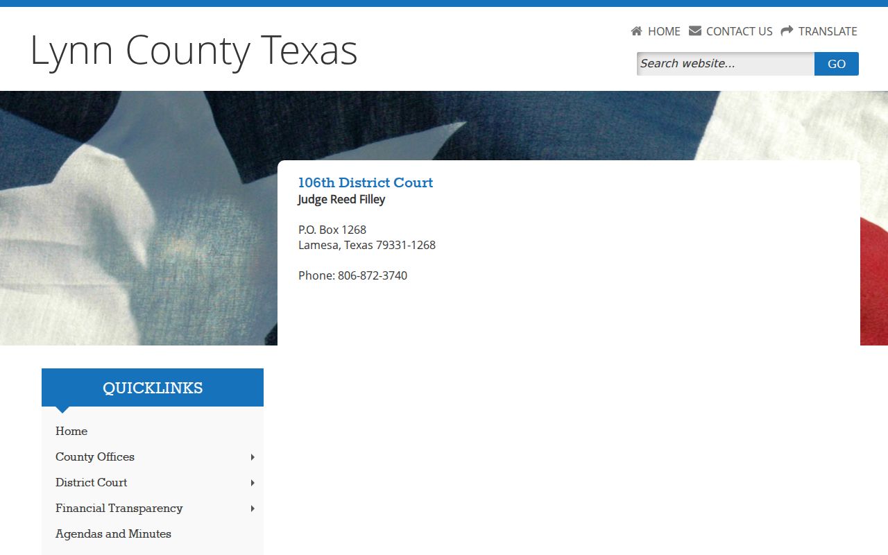 Lynn County court docket 106th District Court contact